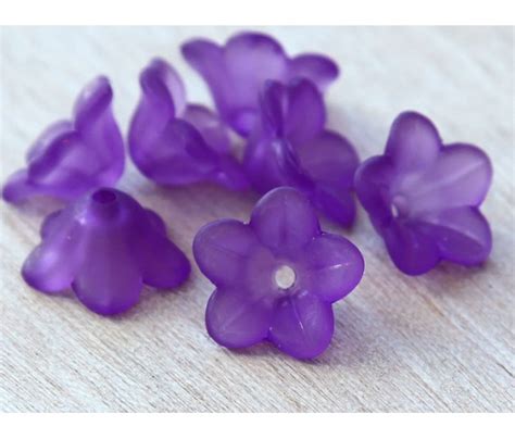 Purple Lucite Flower Beads 7x13mm Star Shaped Golden Age Beads
