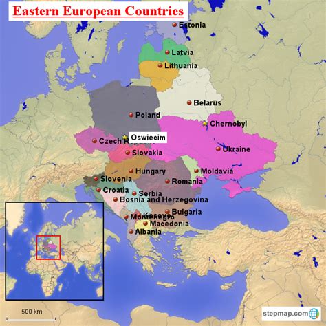 Stepmap Eastern European Physicalpolitical Map Landkarte Für Europe