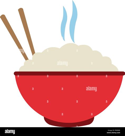 Rice On Bowl With Chopsticks Stock Vector Image Art Alamy