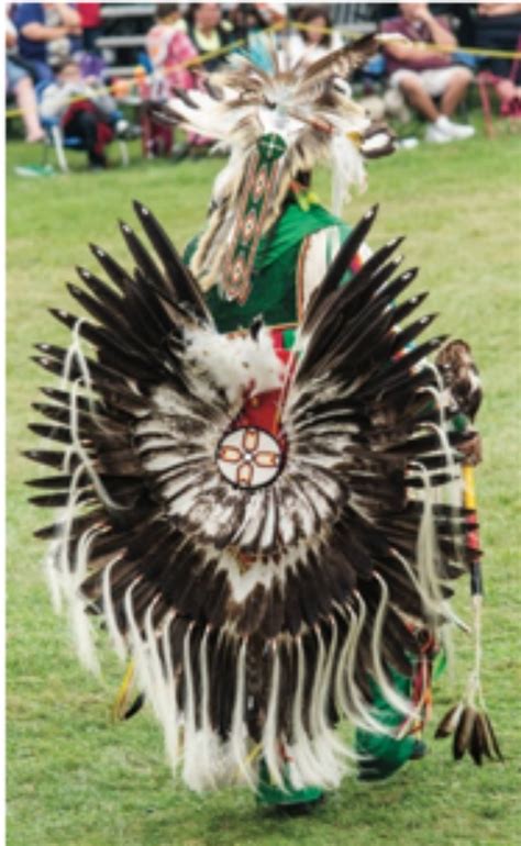 Unidentified Male Native American Dancer Wears Traditional Pow Wow Dress With Dance Bustle
