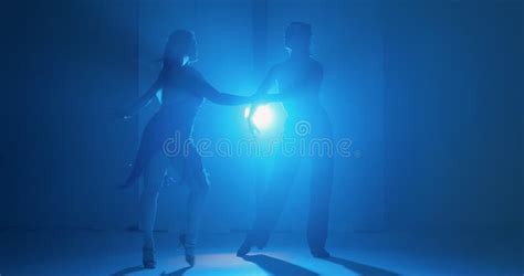 Silhouettes Of Ambitious Gorgeous Couple Dancers Perform Ballroom Dance Stock Footage Video Of