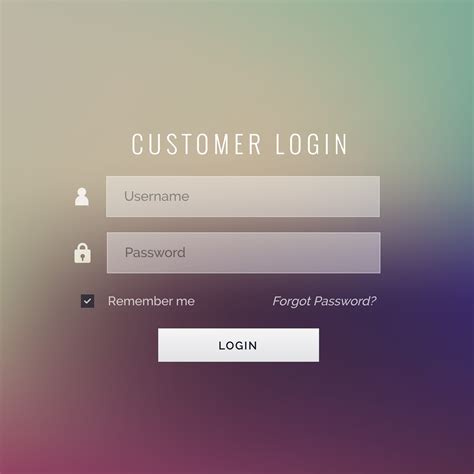 Great Customer Login Form Design On Blur Background Download Free