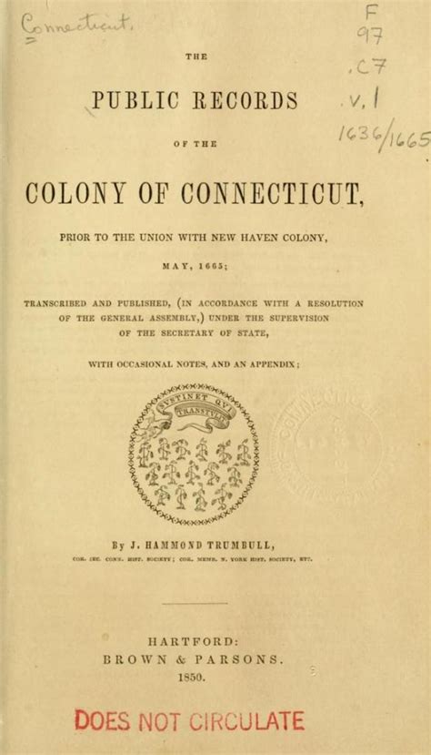 The Public Records Of The Colony Of Connecticut Archives Connecticut