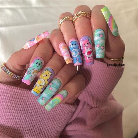 𝖕𝖆𝖎𝖓𝖙𝖊𝖉 𝖇𝖞 𝖘𝖙𝖆𝖈𝖊𝖞🦋nail artist🦋 on instagram “care bears 💕☁️🌟🌈💜 couldn t decide on a pic so ha