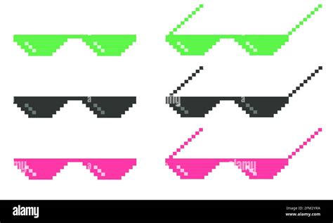 Sunglasses Pixel Icon Black On White Background Pixel Glasses Sign Thug Life Meme Glasses