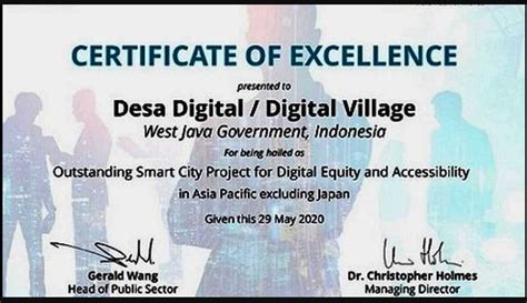 Desa Digital Jabar Raih Penghargaan Top Smart City Project Dari Asia