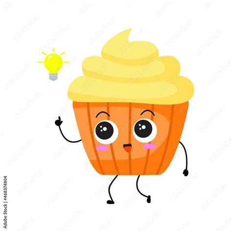 Vector Illustration Of Muffin Character With Funny Expression Cupcakes