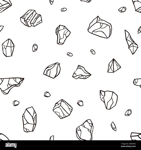 Contour Drawing Stone Seamless Pattern Background Vector Illustration