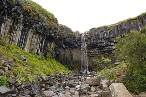 Svartifoss Waterfall Iceland Stock Image Image Of Park Mountain