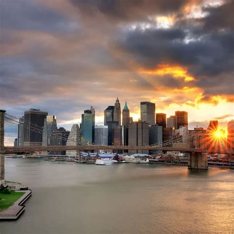 New York Bridge Light Sunset Ipad Air Wallpapers Free Download