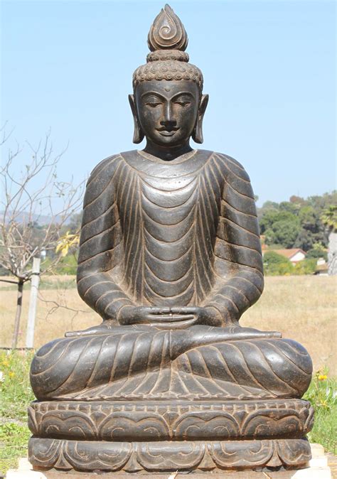 Sold Stone Meditating Buddha With Flame Finial 39 105ls472 Hindu