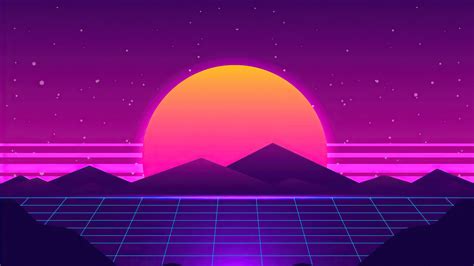 Synthwave Sun Mountains Abstract Hd Wallpaper Kde Store
