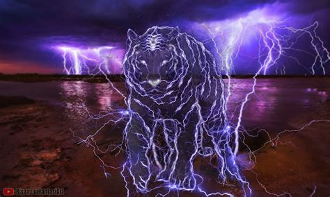 Lightning Tiger Fantasy Tiger Wallpaper Tiger Lightning