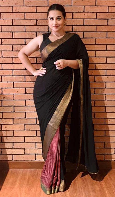 Vidya Balan Wore Statement Earrings With Her Black Sari
