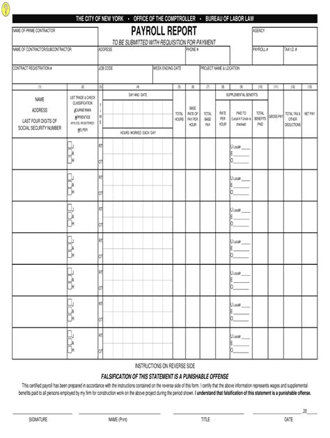 Nyc Payroll Report Fill And Sign Printable Template Online Us Legal