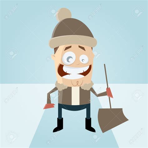 Free Clipart Cartoon Image Of Man Shoveling Snow Clipground