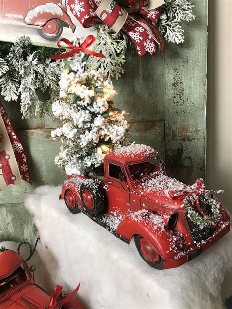 Christmas Truck Red Truck With Tree Little Red Truck Etsy Christmas