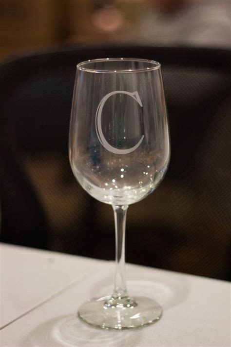 Personalized Etched Wine Glass With Initial Monogram Initial Wine