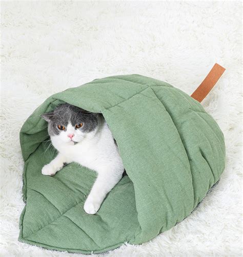 Cute Cat Sleeping Bed Cat Sleep Bag Linen Fabric Cat Bed Etsy