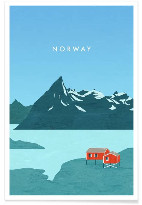 Retro Norway Poster Norway Tourism Poster Travel Posters