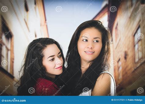 Closeup Portrait Of Cute Lesbian Couple In Love Stock Image Image Of Beauty Hispanic 51117721