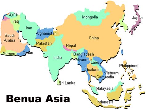Contoh Peta Benua Asia Peta Benua Asia Lengkap Besarta Geografis Dan