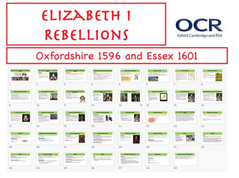 Elizabeth I Oxfordshire And Essex Rebellions Teaching Resources