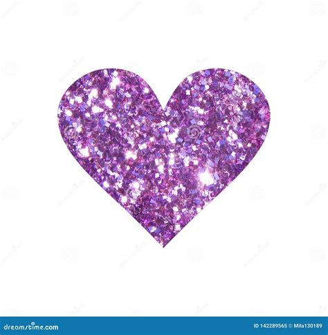Heart With Purple Glitter Isolated On White Background Can Be Used As