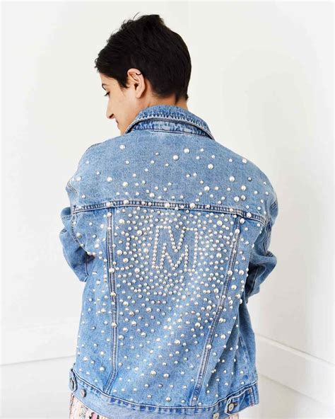 Studded Monogram Denim Jacket Martha Stewart