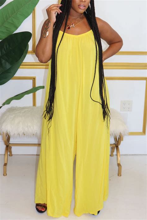 wholesale yellow fashion sexy solid slip jumpsuits k2301 y online