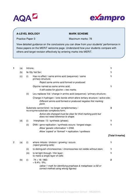Aqaa Levelbiologypaper3mark Scheme 2021 Browsegrades