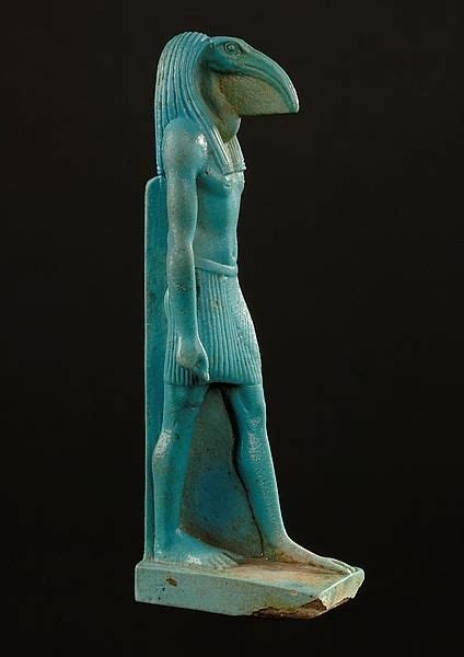 Statuette Of Ibis Headed God Thoth Saite Period 26th Dynasty Turquoise Glazed Faience Height