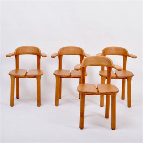 Set Of Four Rustic Scandinavian Mid Century Modern Dining Chairs 160185