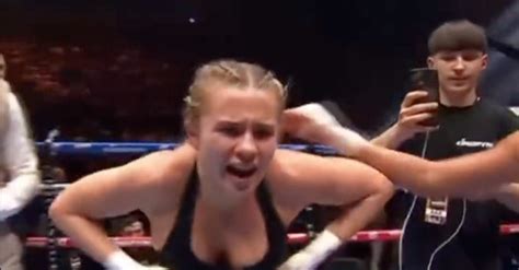 kingpyn boxing results daniella hemsley flashes audience after win shocks post fight