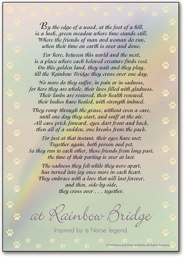 Rainbow Bridge Poem Free Printable Version Rainbow Bridge For Dogs