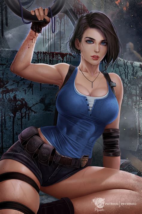 Prywinko Drawing Resident Evil Women Jill Valentine Dark Hair Short Hair X