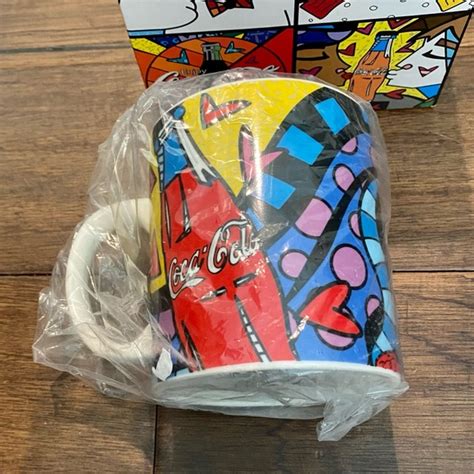 Romero Britto Dining New In Box Romero Britto For Cocacola Kissing Cocacola Oversized 6 Oz