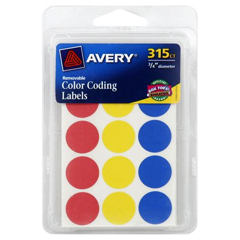 Avery Labels Color Coding Removable Inch Round Assorted Colors Labels