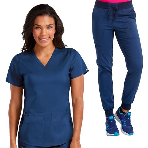 Med Couture New Touch Womens V Neck Shirttail Scrub Top And Jogger Yoga