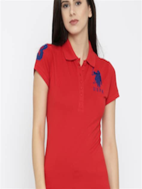 buy u s polo assn women women red solid polo t shirt tshirts for women 2026806 myntra