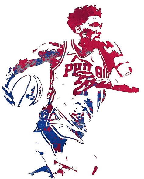 Joel Embiid Philadelphia 76ers Shadows Pixel Art 1001 Mixed Media By