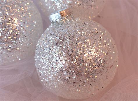 White And Silver Glitter Christmas Tree Ornaments Two Sisters