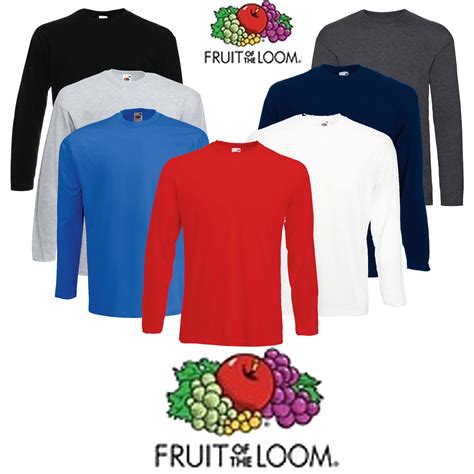 1 3 5 Pack Fruit Of The Loom Long Sleeve T Shirt Plain Tee Shirt Top