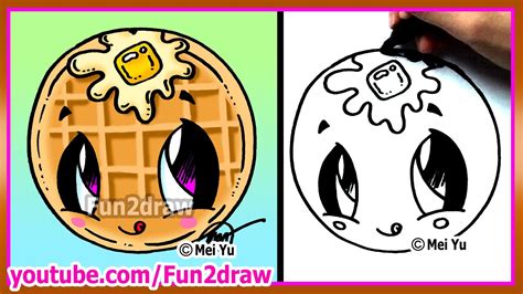 Cute Food Waffle How To Draw Cartoons Fun2draw Kawaii Fun2draw