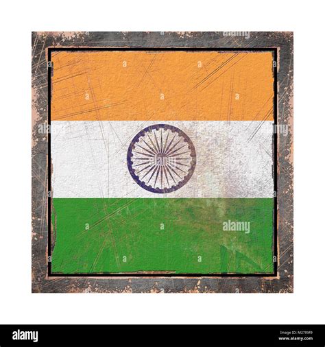 3d Rendering Of An India Flag Over A Rusty Metallic Plate Wit A Rusty