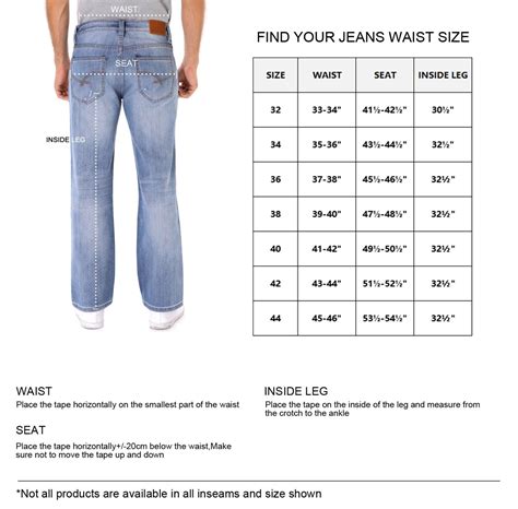 Length Mens Pants Size Chart