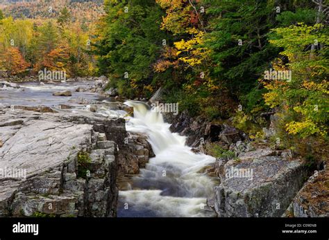 Rocky Gorge Waterfall And Autumn Color In The White Mountains National