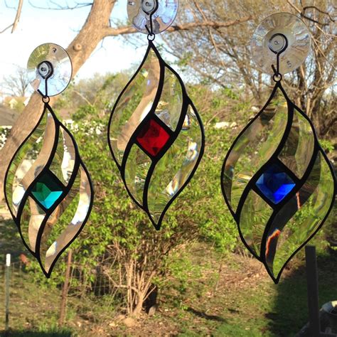Sparkly Jewel And Bevel Cluster Stained Glass Kit With 25mm Faceted Glass Jewel Seven Jewel
