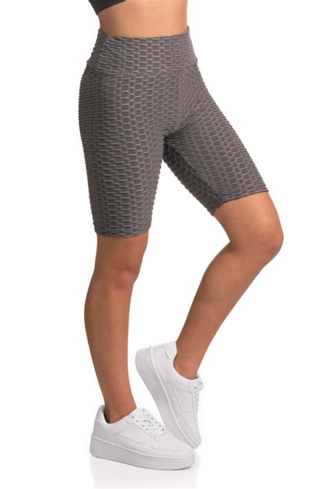 Plus Honeycomb Textured Brazilian Butt Lifting Scrunch Biker Shorts Charcoal Entire Sale