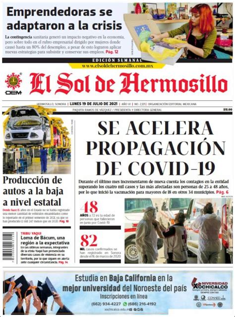 Periódico El Sol De Hermosillo México Periódicos De México Toda La